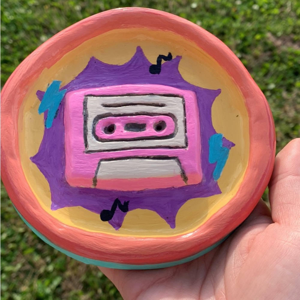 Handmade cassette tape incense holder